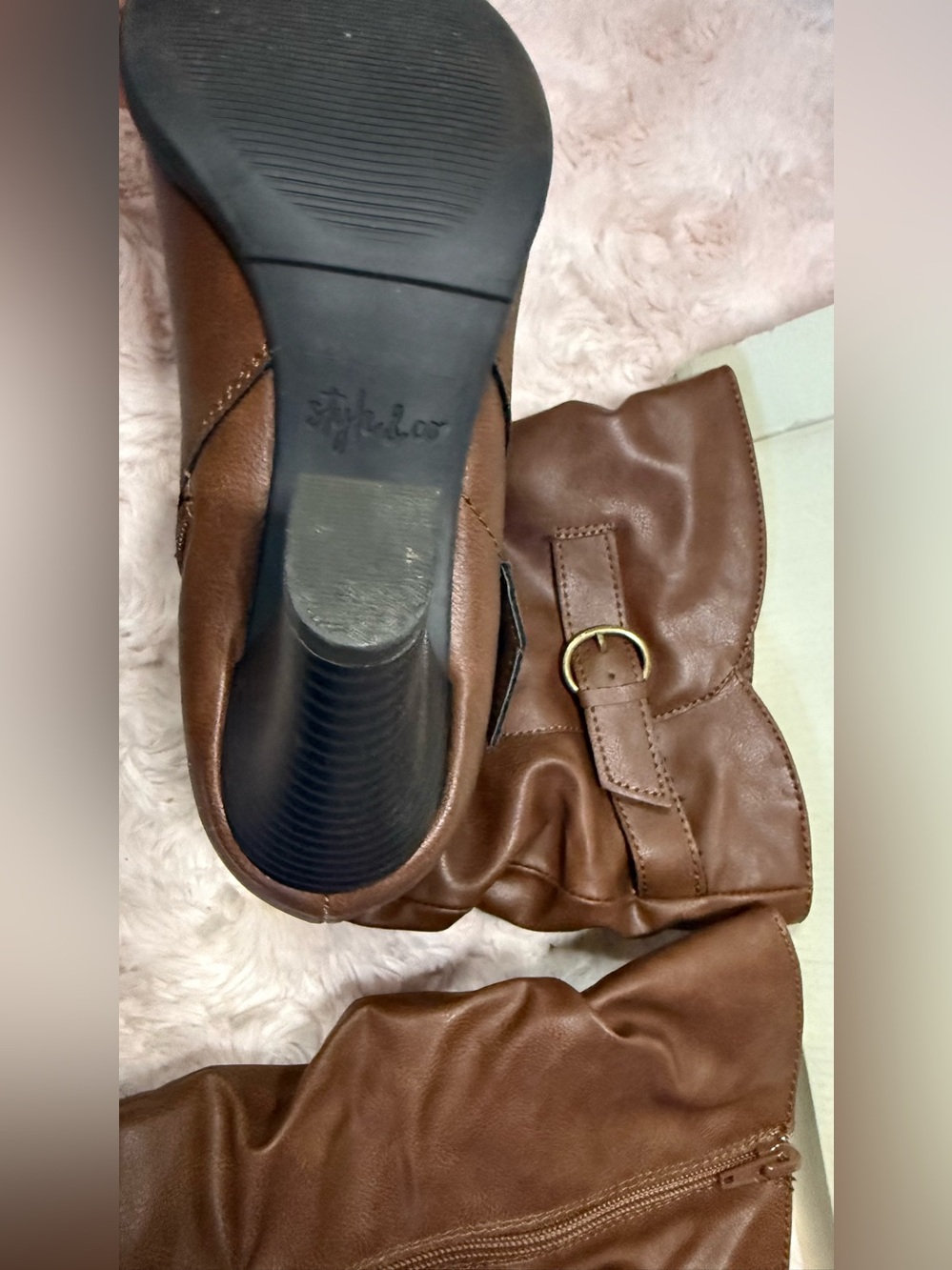 Style & Co. Women’s Mid-Calf Brown Heeled Boots Size 6 1/2 M - Picture 10 of 11